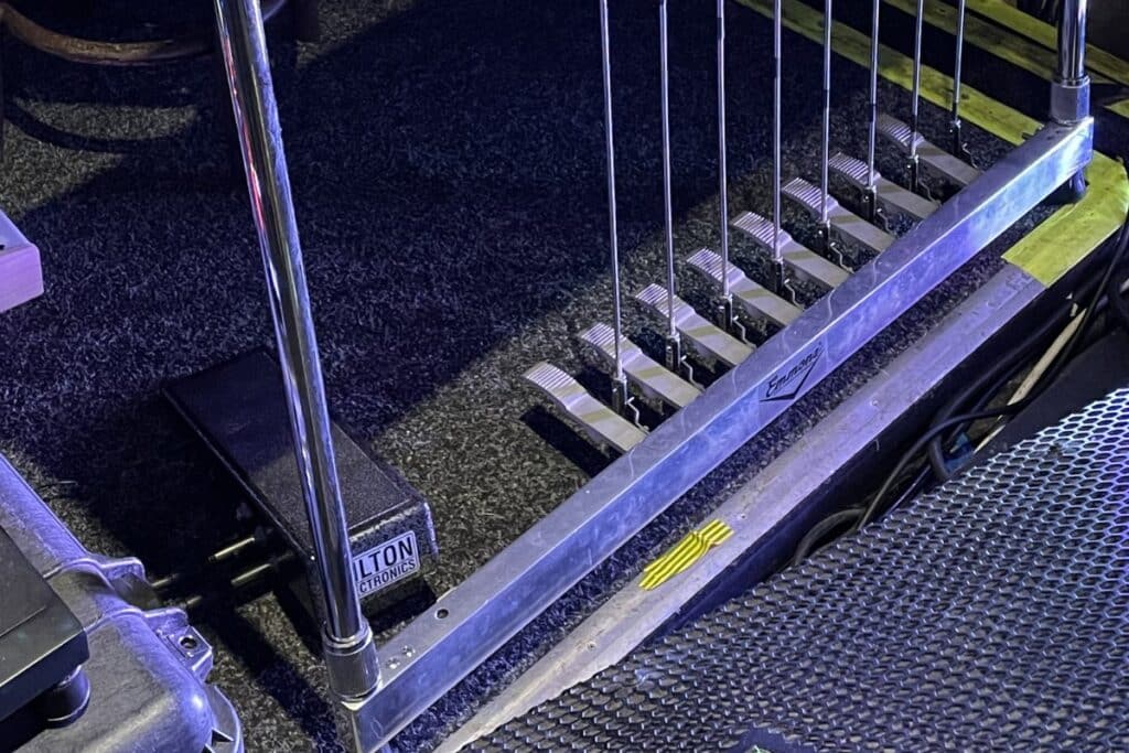 active volume pedal under pedal steel on stage during live performance