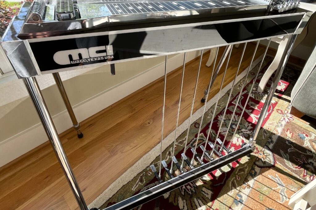 pedal steel full instrument view with pedals and rods