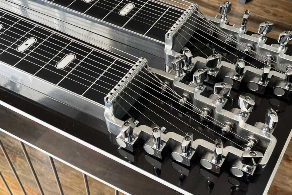 pedal steel guitar instrument with pedal rods