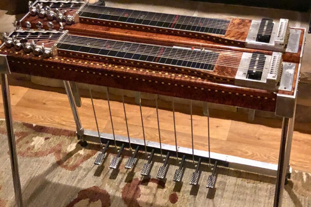 pedal steel player view of pedals and knee levers
