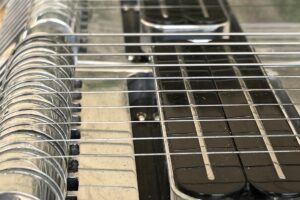 pedal steel right hand picking and blocking area near pickup close up