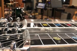 pedal steel guitar recording setup in studio