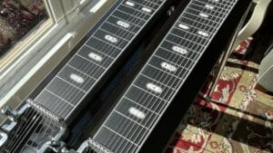 pedal steel fretboard top angle view