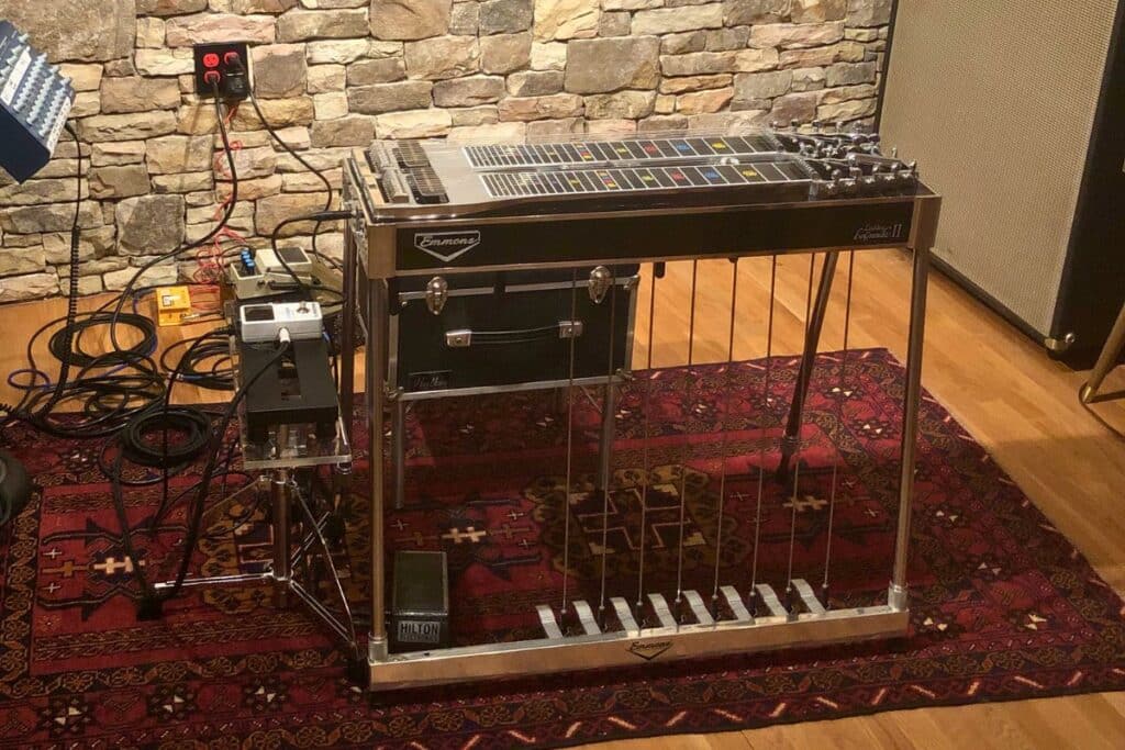 pedal steel recording setup in studio